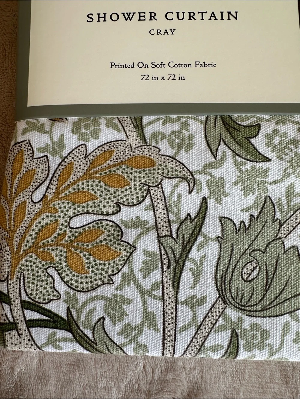 Morris & Co. William Morris Green Floral Shower Curtain